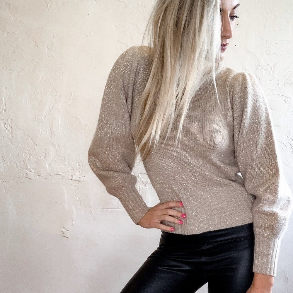 Beige vintage, cropped sweater, size small.